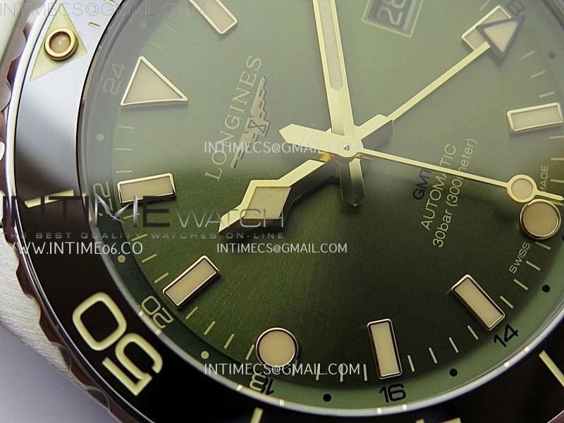 Hydroconquest L3.790.4 43mm SS Green Ceramic Bezel ETC 1:1 Best Edition Green Dial on SS Bracelet A2836
